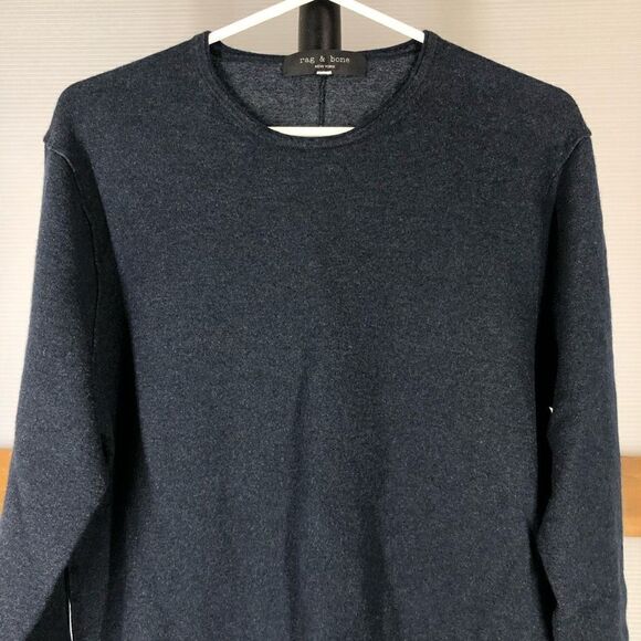 RAG & BONE Merino Wool Blend Navy Blue Grey Sweater Sz M *no size label* - Picture 5 of 9